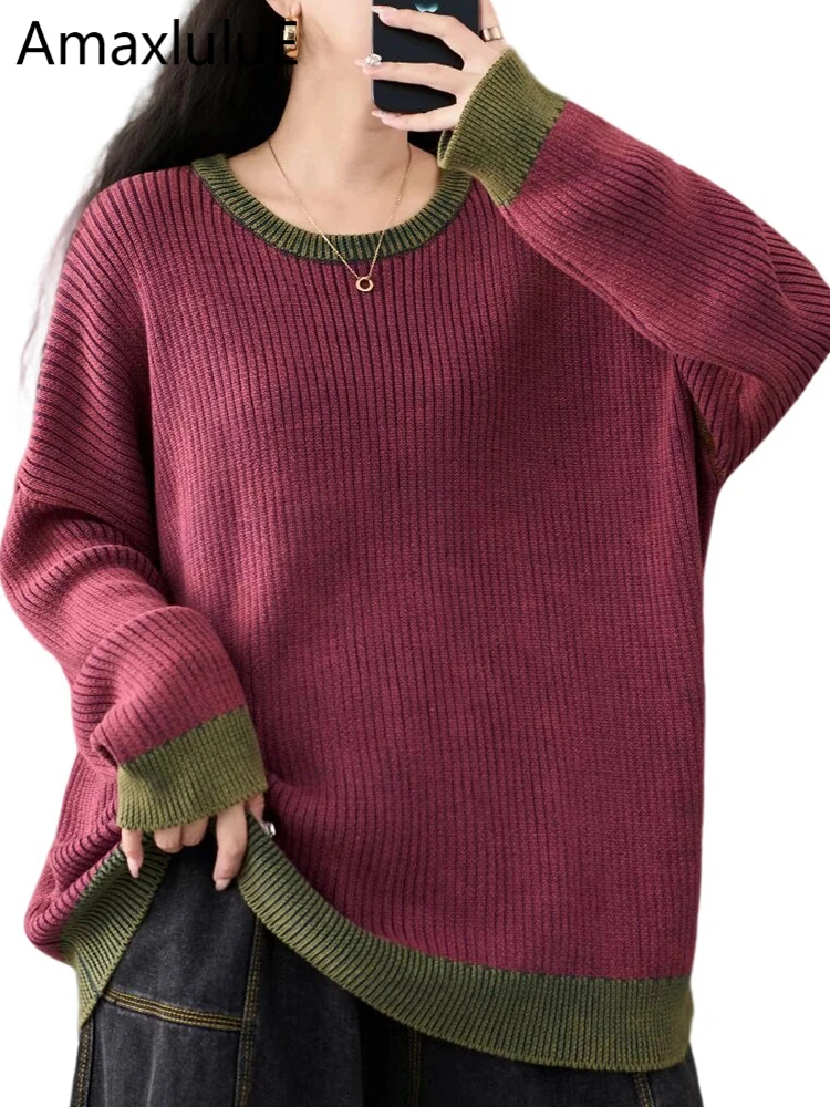 

Amax LuluE Japanses 2025 Autumn Womens Loose Warm Vintage Sweater Ladies Classic Leisure Elegant Pullovers Punk Gothic Jumpers