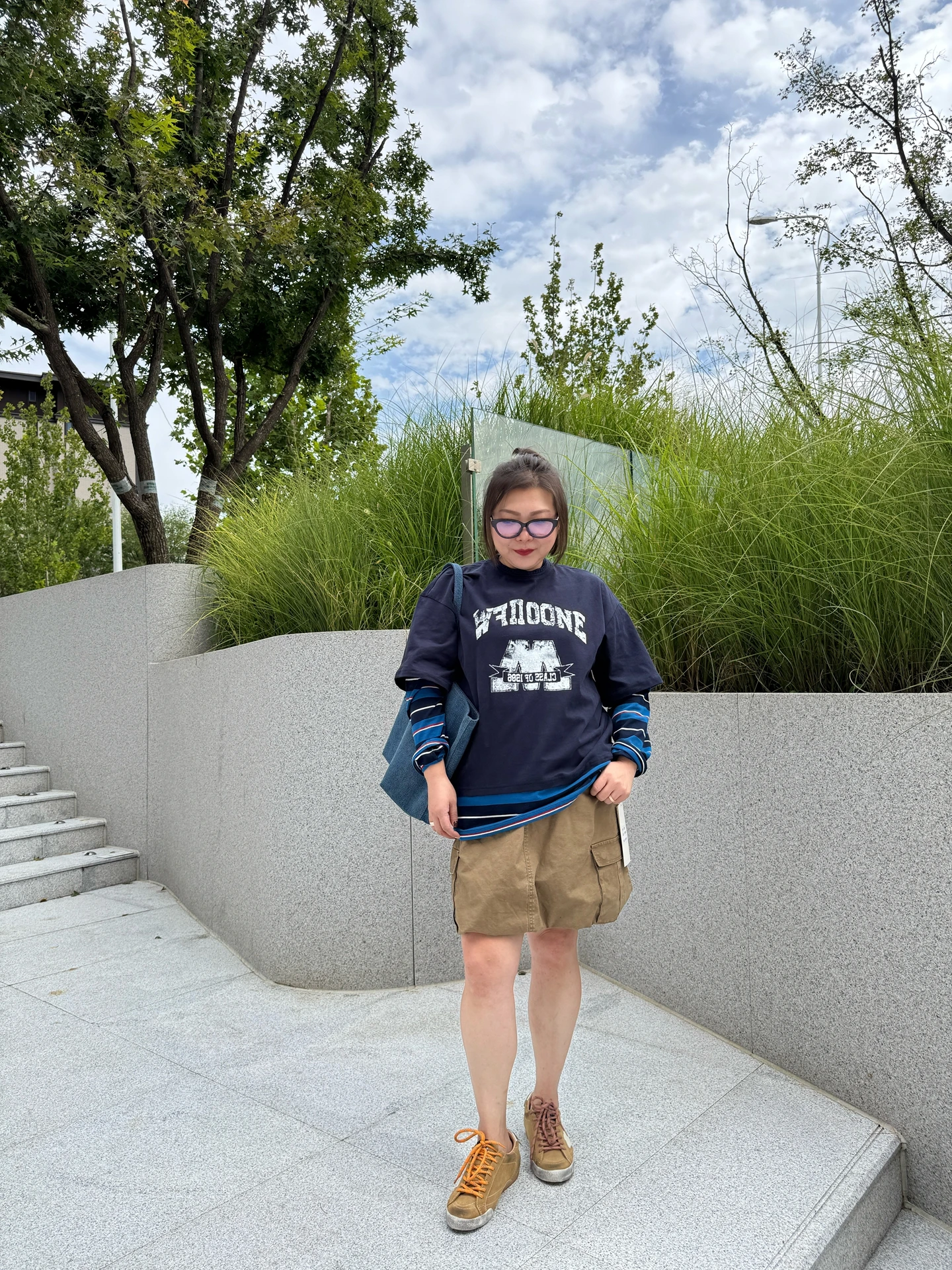 

Rose Sister plus Size Women's T-irt American Retro Print Stripe Sve Fake Two-Piece Base irt Casual Loose Fit Long S...