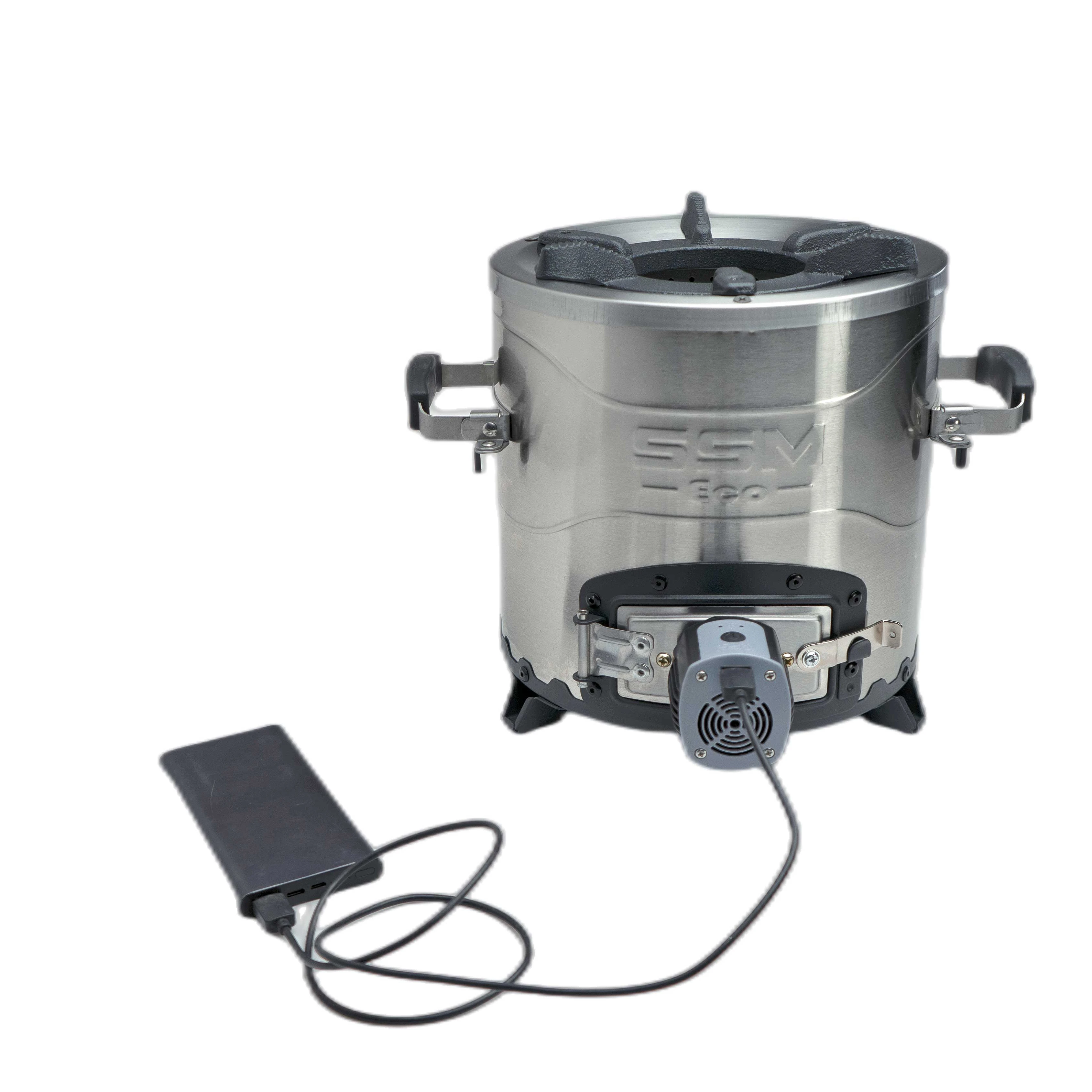 

Stainless Steel Camping Indoor Outdoor Pellet Fan Cook Stove With Foldable Handles