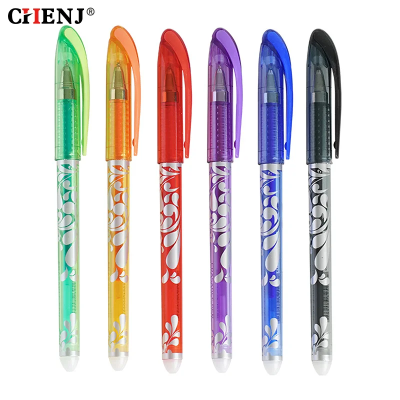 

1 комплект волшебных стираемых гелевых ручек, флакон для творчества, стираемые студенческие нейтральные ручки 0,5 мм, 6 цветов, студенческие офисные школьные канцелярские принадлежности