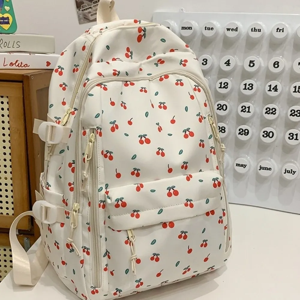Großer Rucksack mit Blumenmuster, mehreren Taschen und Fächern, Schleifenmuster, wasserdicht, strapazierfähig, Schultasche – Detail 9