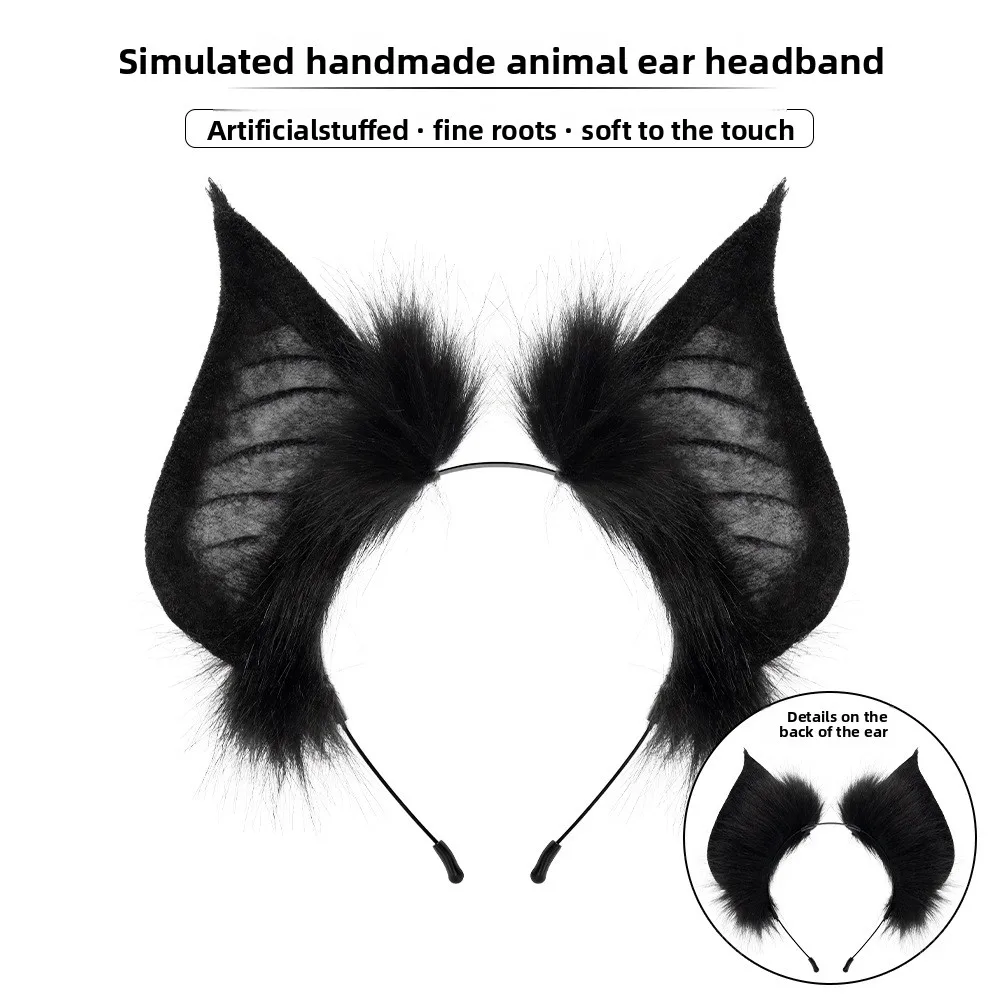 Headwear Dark Batbeast Ear Headband Halloween Simulation Headwear Cosplay Accessories  Live Dress up Props Devil Role Headdress