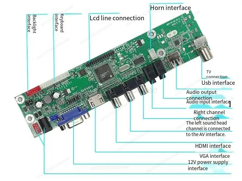 Drive-free V56 Universal TV Motherboard HDV56R/U-AS V2.1 Single AV HDMI LCD Controller Board English OSD Multi-Resolution