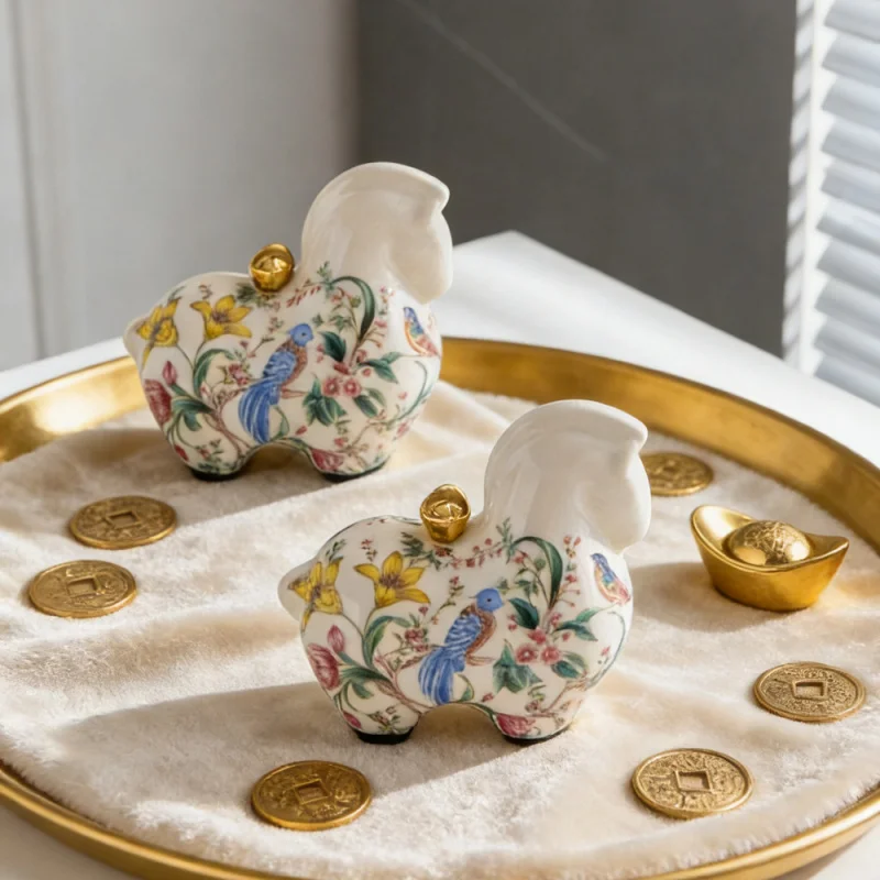 "Instant Wealth" ceramic horse ornament for living room, TV cabinet, office