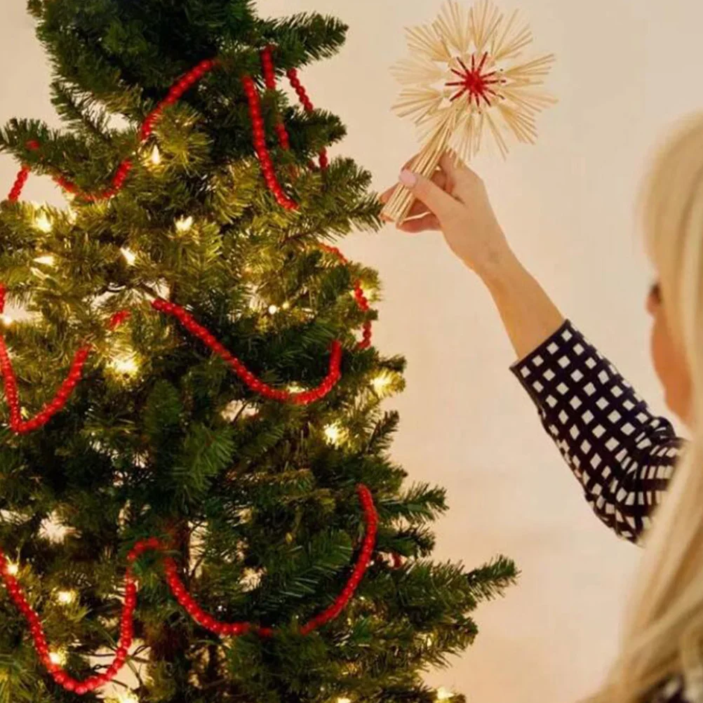 

Wooden Bead String Christmas Tree Decoration Xmas Garland Ornament For Holiday Party Home Decor Festive Lighting