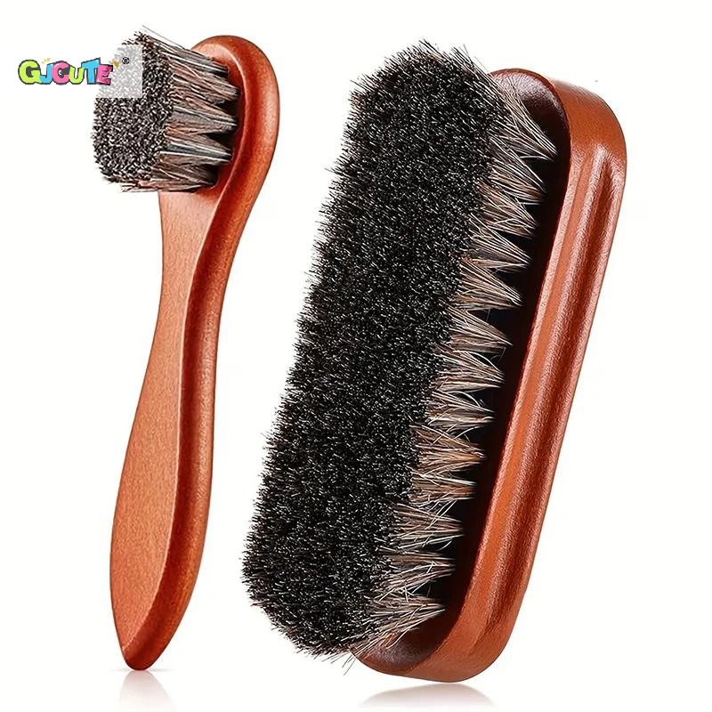 2/3pcs Horsehair Shine Shoes Brush Kit Polish Dauber Applicators Cleaning Leather Shoes Boots Care Brushes Suede Cleaner Brush