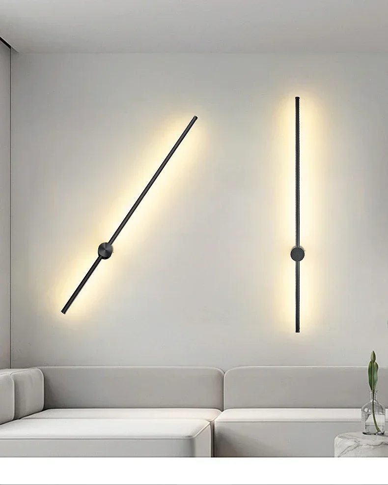 

Скандинавский художественный дизайн, минималистичные настенные светильники с длинной линией, современное простое украшение для гостиной, роскошный отель, элитный настенный светильник