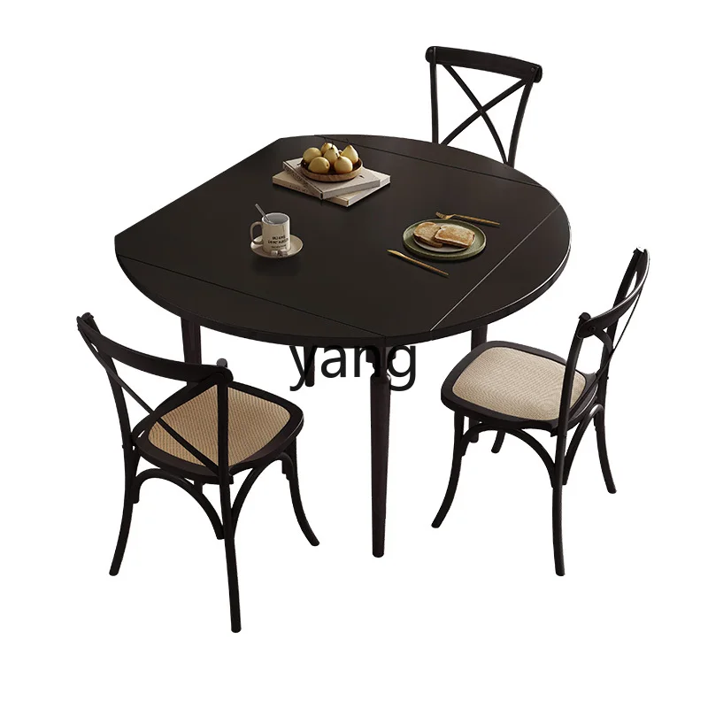 LH  retro all solid wood four-sided folding table solid wood arch folding square circle dual-purpose dining table