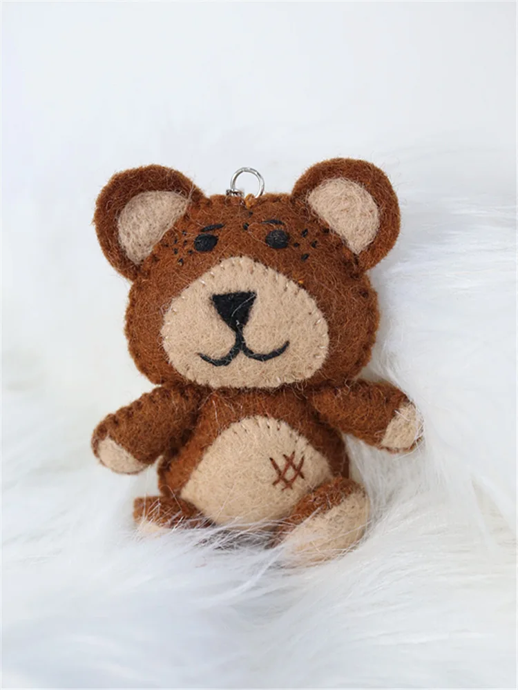 Handmade Japanese Style Funny Bear Keychain Backpack Pendant Couple Hanging Accessories Wool Felt Cute Animal Themed Items