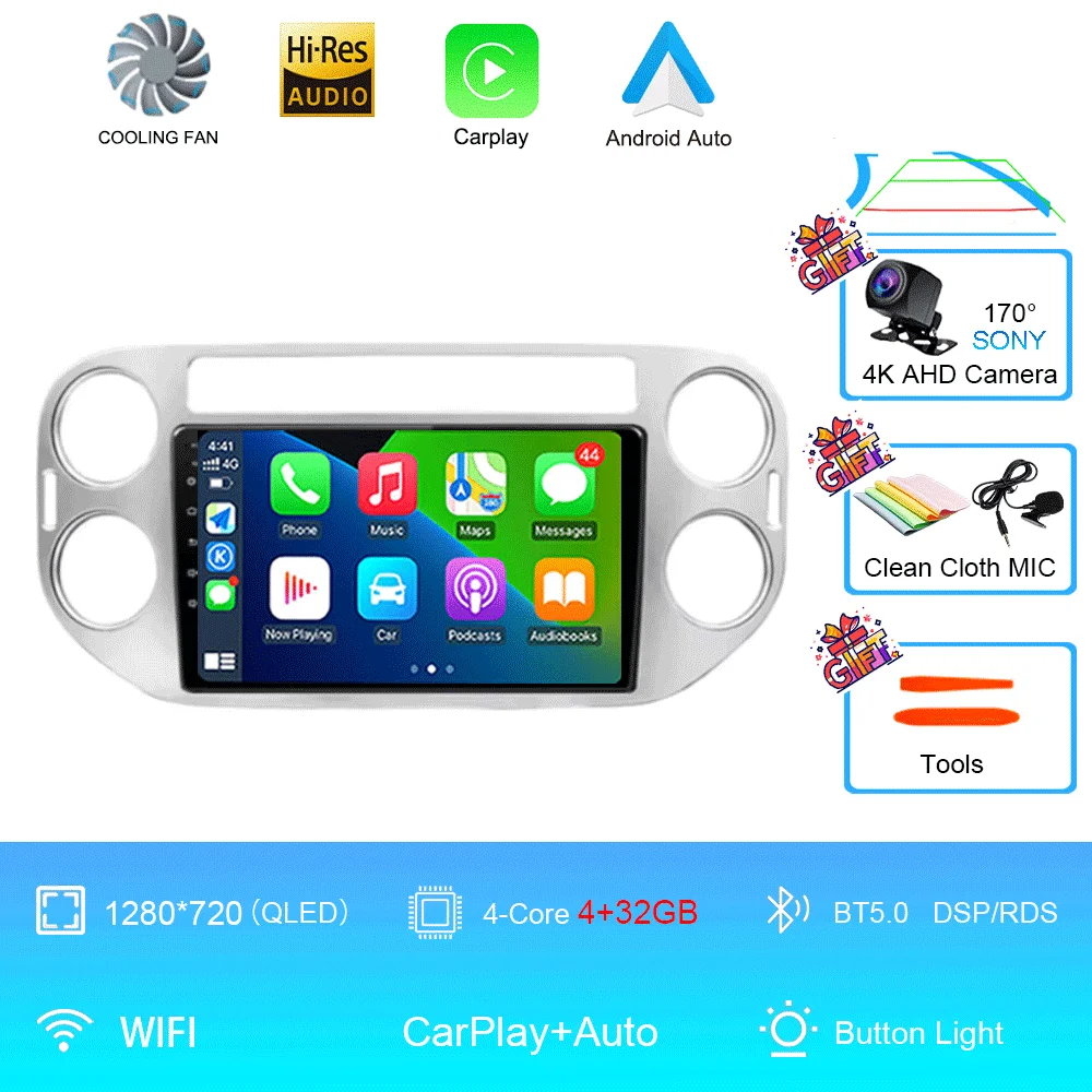 Android 16 voor Volkswagen VW Tiguan 5N 2007-16 VW Golf Plus 2004-13 9 inch CarPlay autoradio GPS navigatie head unit