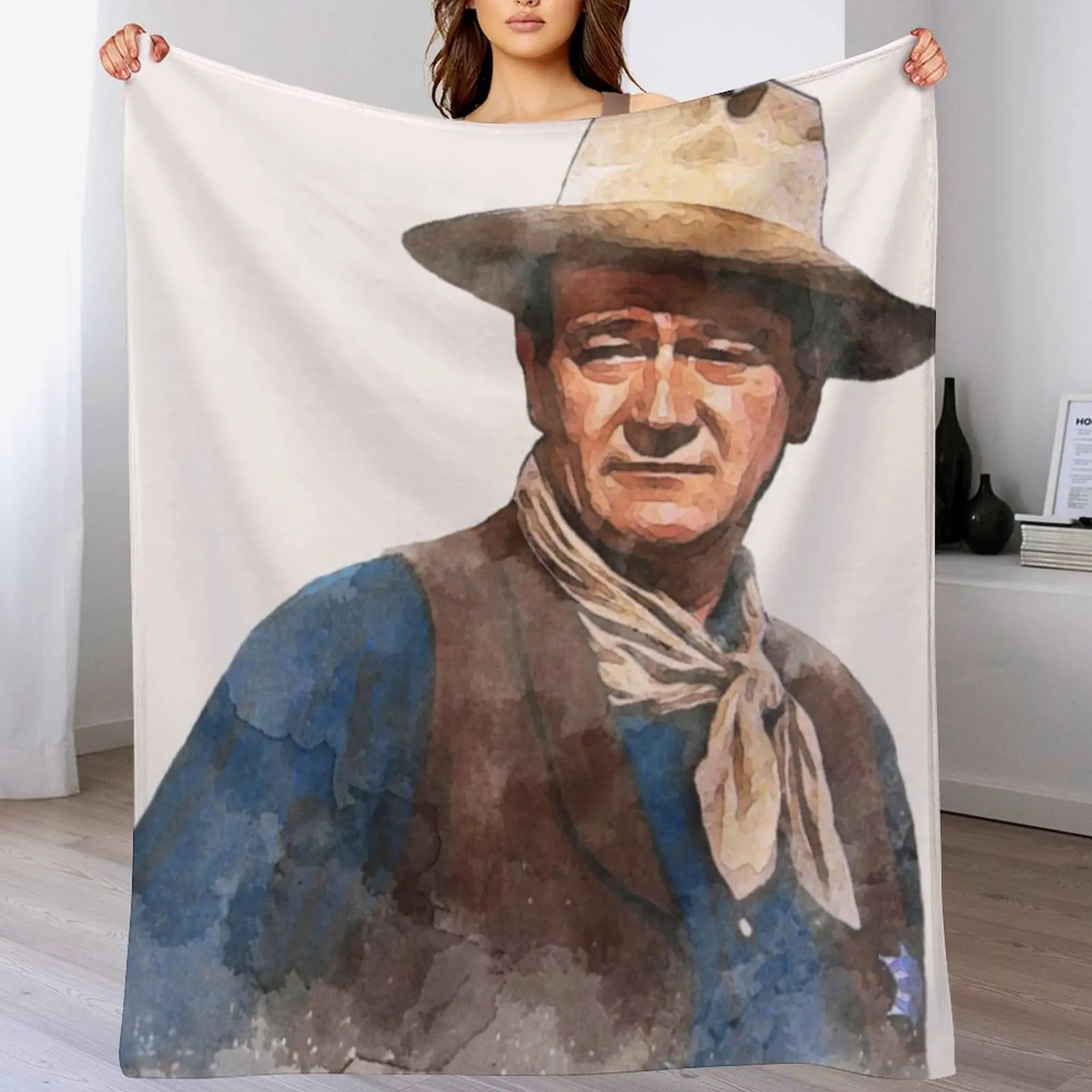 

John Wayne The Duke - Watercolor Throw Blanket Men's Soft Warm Throw Blanket for Couch