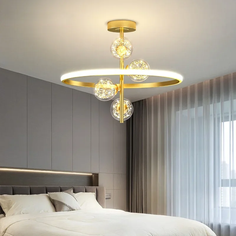 Lustre Modern Led Chandelier Black&Gold Color Ceiling mount Chandelier Lighting for Bedroom Living room Kitchen Dining room Lamp