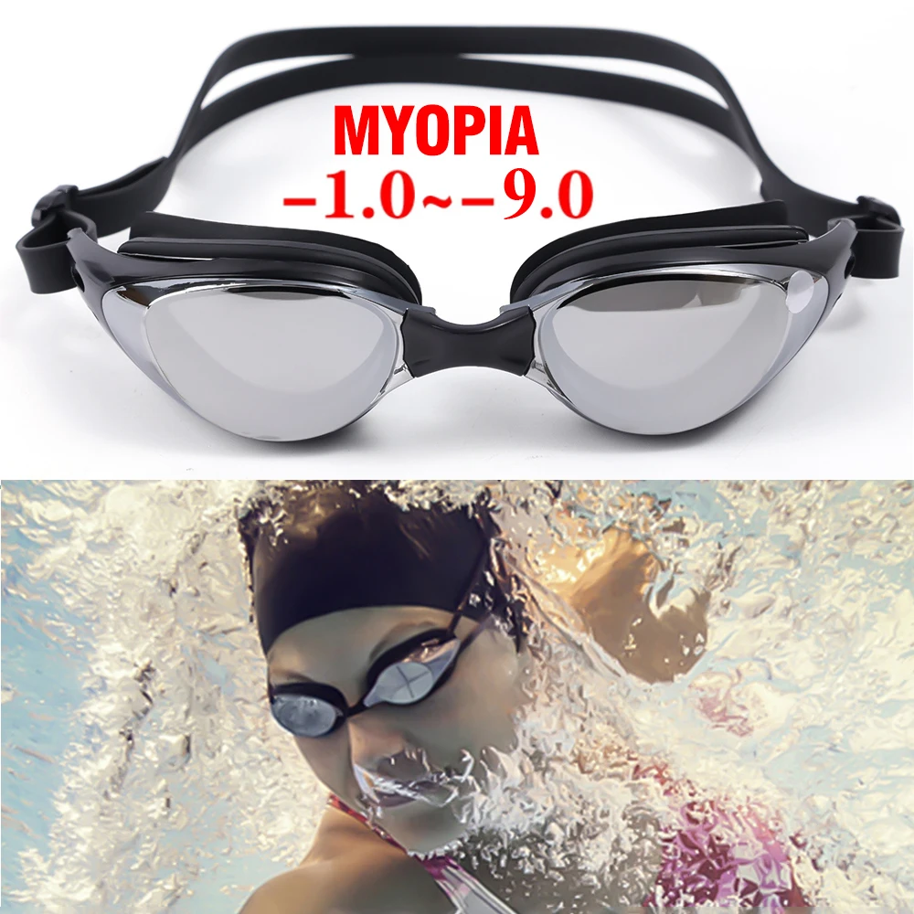 

Очки для плавания при близорукости-1,0 ~-9,0, незапотевающие водонепроницаемые очки для плавания при близорукости, стильные очки с покрытием, очки для плавания унисекс