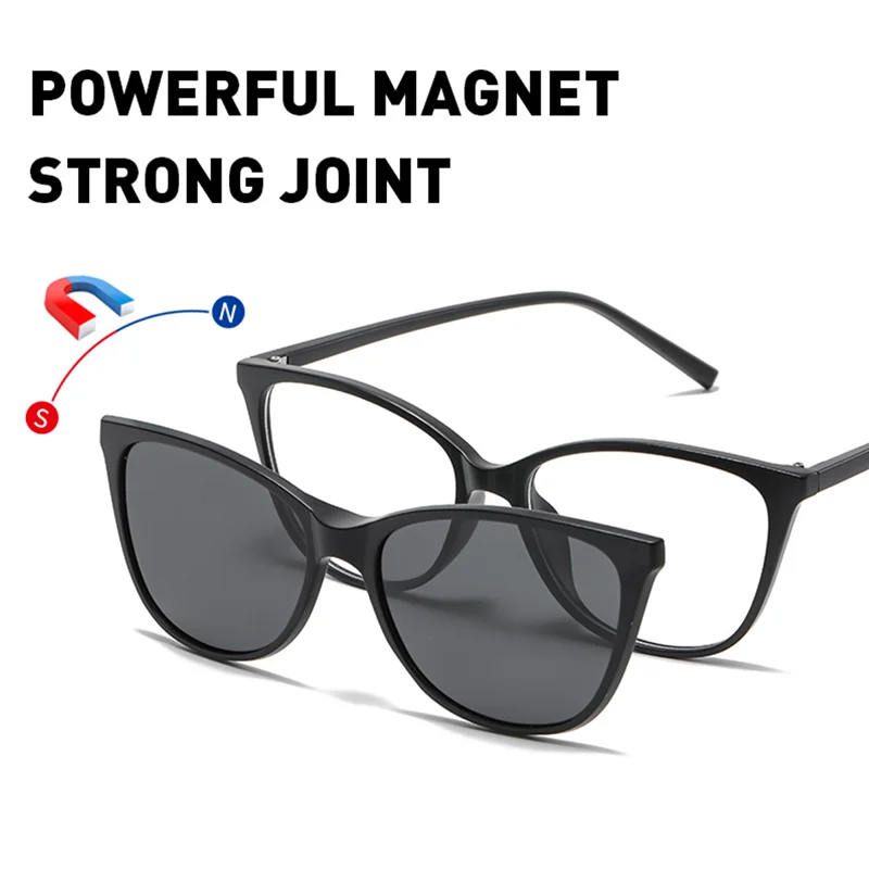 2340D Cat Eyes TR90 Thin Frame Magnet Clip Myopia Glasses 0 -0.5 -1.0 -2.0 -2.5 -3.0 -3.5 -4.0 -5.0 To -6.0