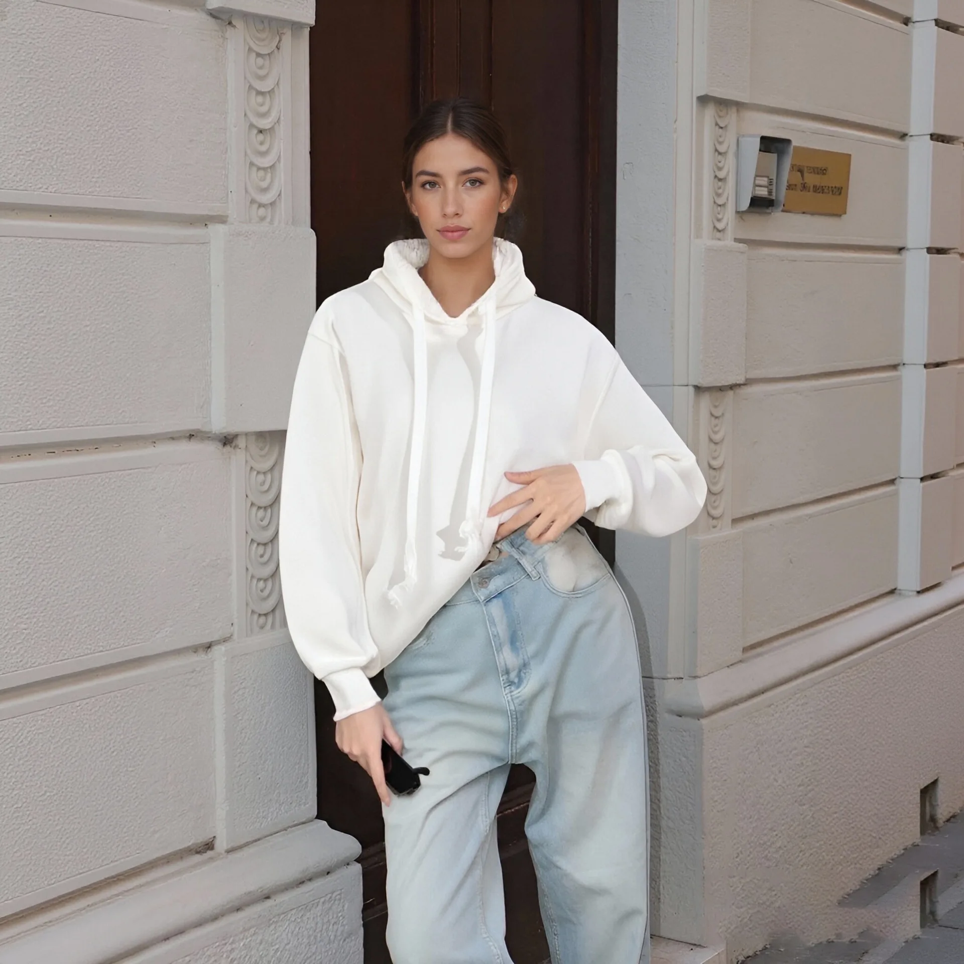 Felpa con cappuccio allentata casual comoda e versatile di nuova nicchia autunnale da donna alla moda streetwear