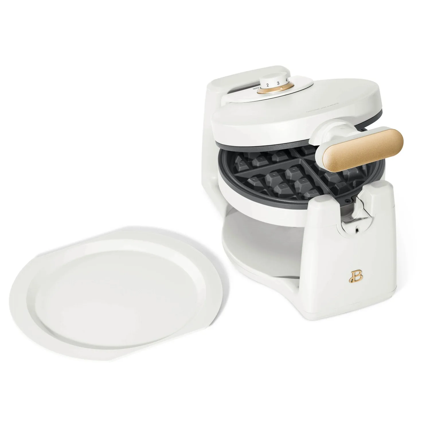 Rotating Belgian Waffle Maker,Waffle Tool Set Bakeware,White Icing