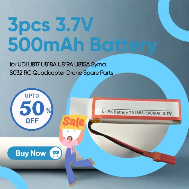 

3pcs 3.7V 500mAh Battery for UDI U817 U818A U819A U815A Syma S032 RC Quadcopter Drone Spare Parts