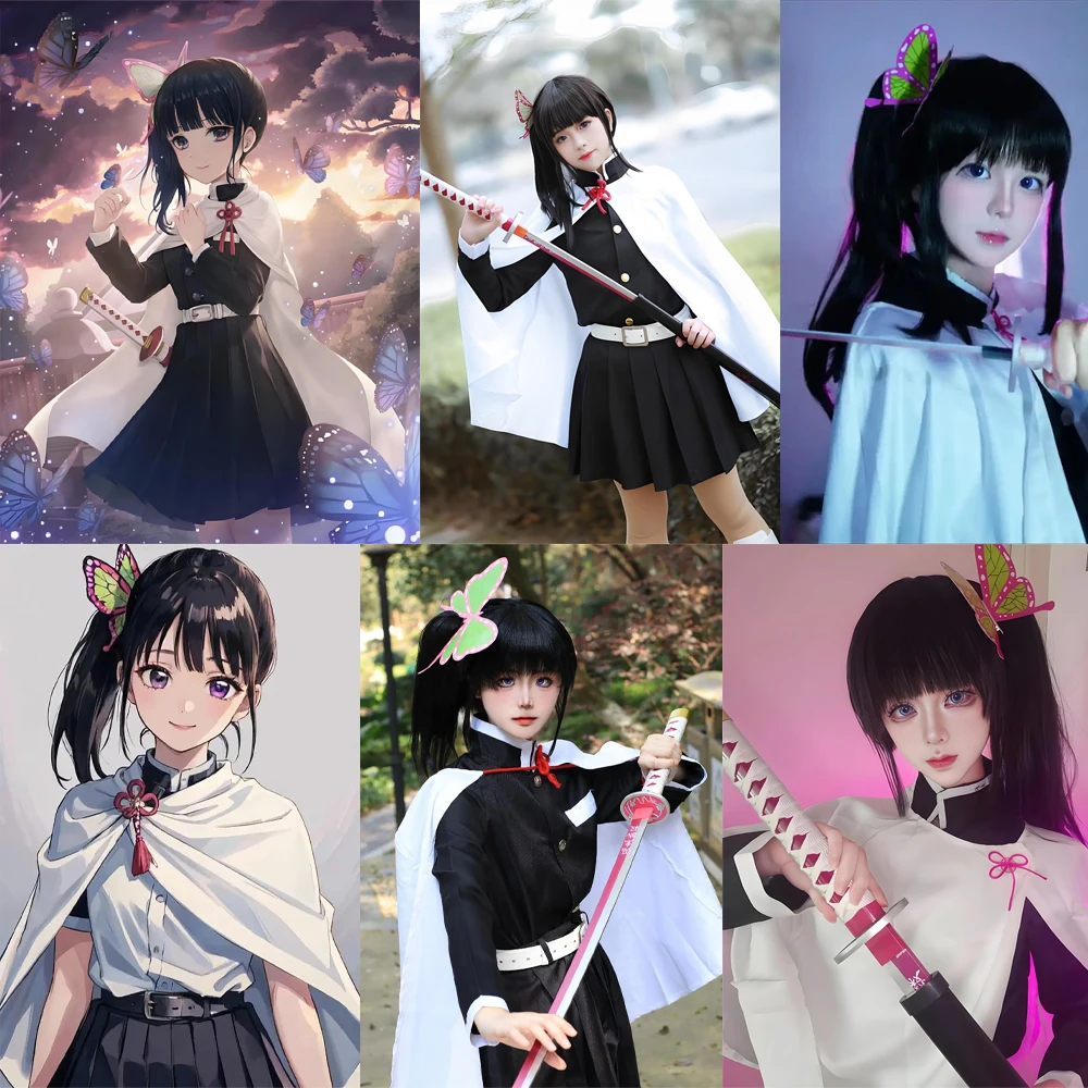 عالية الجودة أنيمي تسويوري كاناو     شعر مستعار صناعي كوسبلاي بطول 12 بوصة، أسود طبيعي قابل للفصل، شعر مستعار يومي مقاوم للحرارة #6