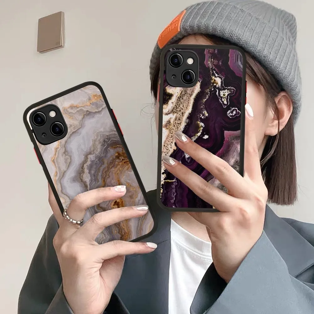 

Fashionable Marble Print for iPhone 14 11 12 13 Mini Pro Max 8 7 Plus X XR XS MAX Translucent Matte Cover