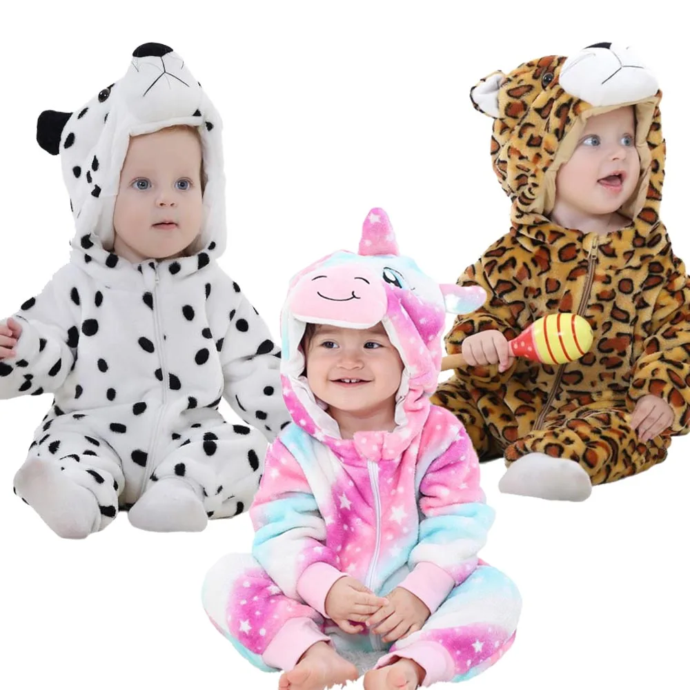 0-4T Toddler Boys Rompers Unicorn Kigurumi Pajamas Christmas Dog Leopard Panda Halloween Cosplay Costume Baby Jumpsuits Overalls