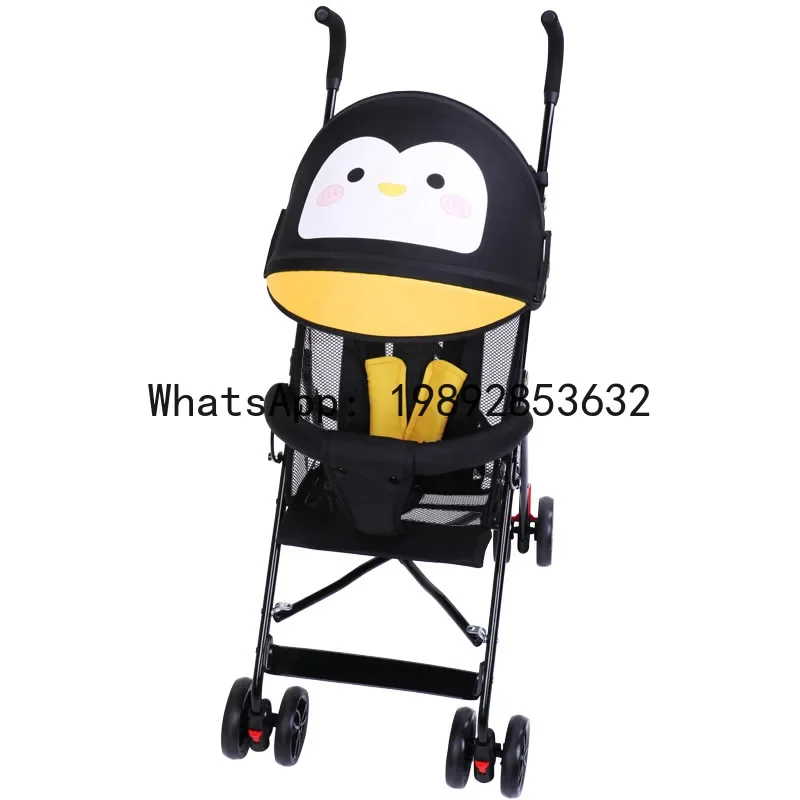 r15Baby Stroller Ultra-light Foldable Children's Shock Absorption Pushchair Can Sit Can Half Lie Cartoon Summer Umbrella