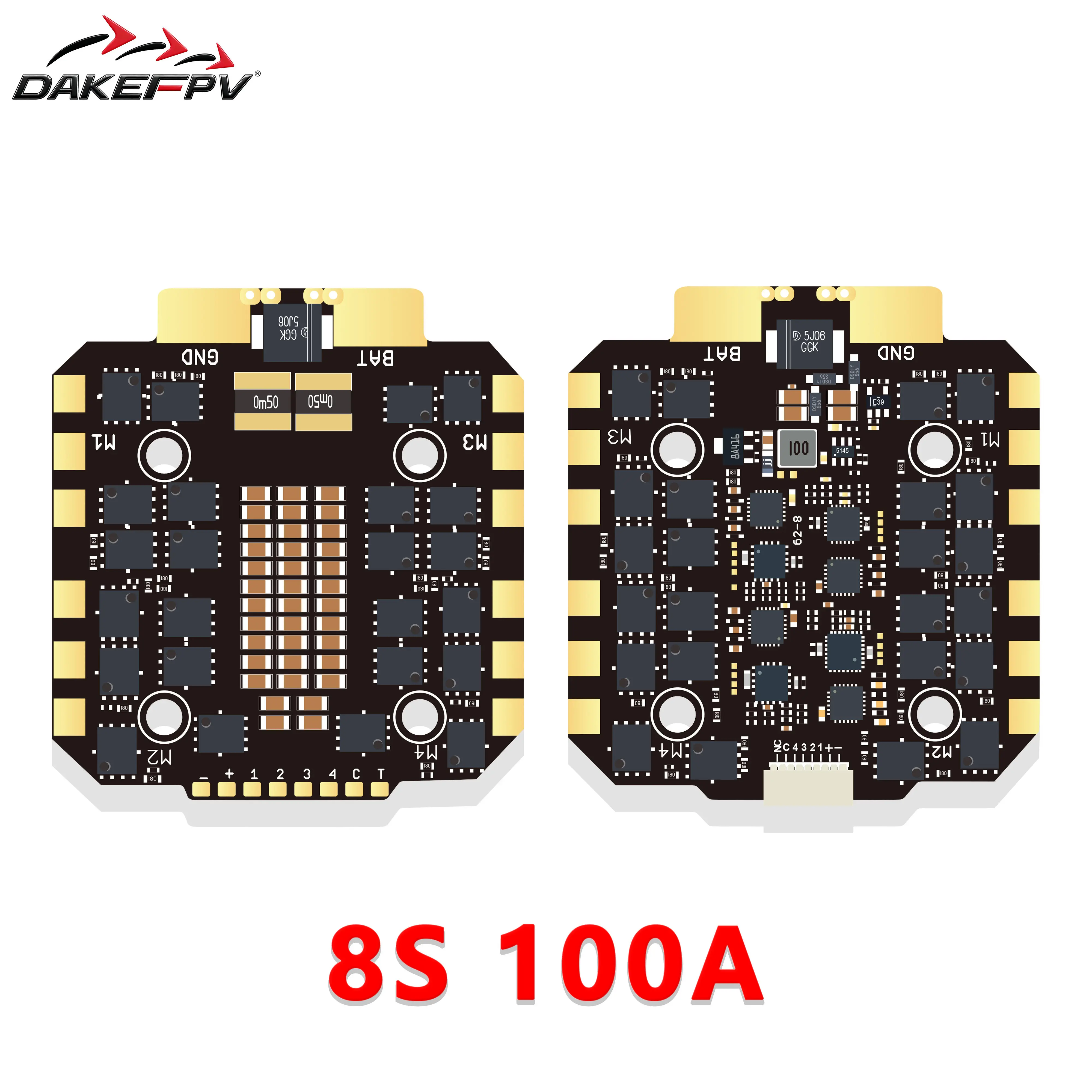 DAKEFPV 32 Bit 4-in-1 Brushless ESC 8S~12S High Voltage ESC 80A/90A/100A/110A Support DShot AM32 Firmware FPV Quadcopter Parts