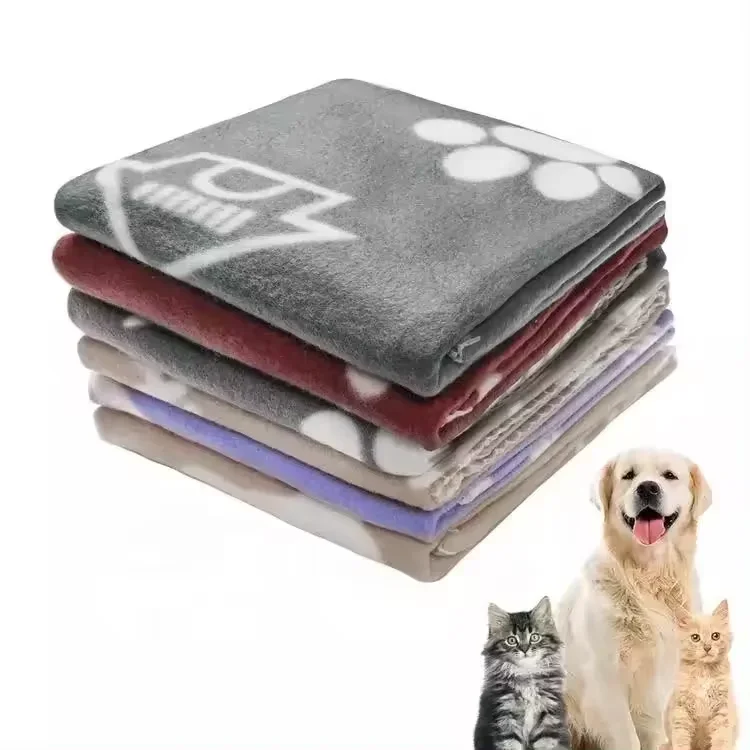 #Stock Cheap Price Promotion Pet Printed Puppy 100*70cm Polar Fleece Dog Blanket 6pcs/set