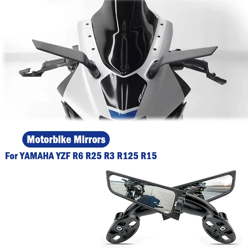 

For YAMAHA YZF R6 R25 R3 R125 R15 Motorcycle Mirror Modified Wind Wing Adjustable Rotating Rearview Mirror Moto Accessories