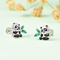 CAOSHI Dainty Chic Panda Stud Earrings for Women Trendy Daily Accessories with Bright Zirconia Delicate Design Cute Jewelry Gift