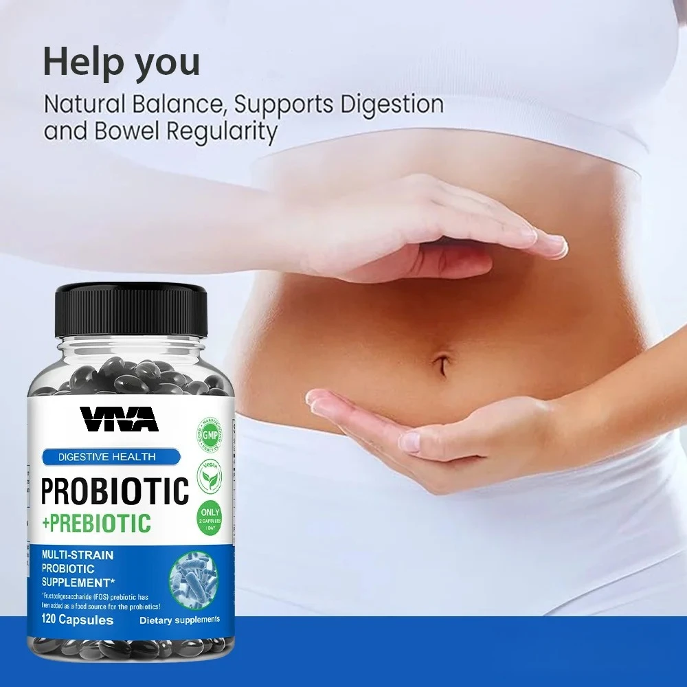 Prebiotics + Probiotics for Women and Men, Multi - Strain Probiotic,Help Optimize Digestion,Less Gas & Bloating,120 Capsules