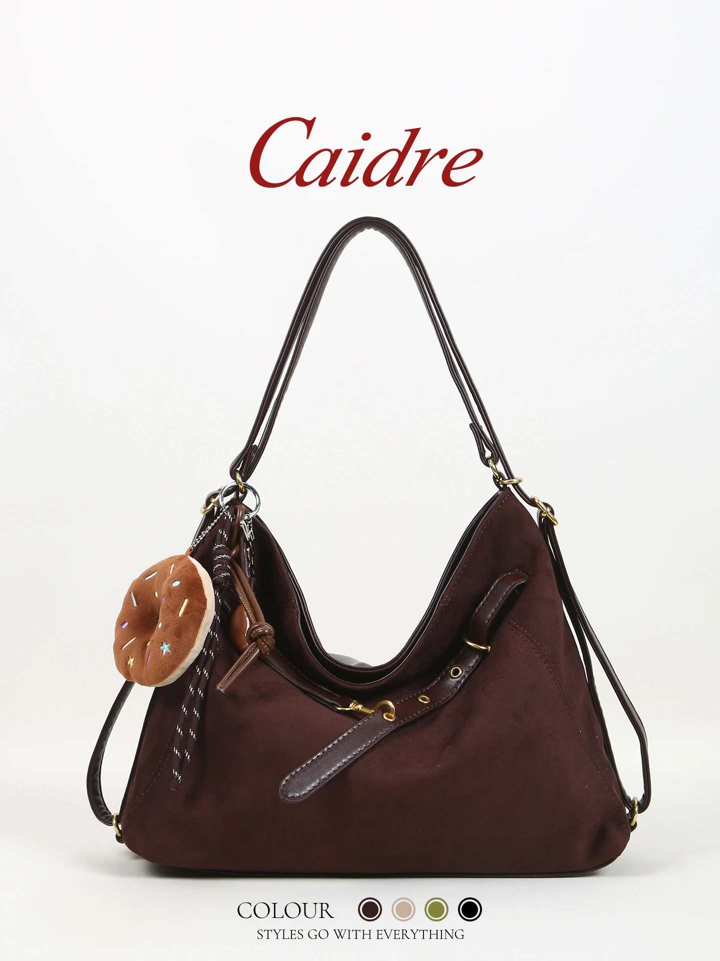 

Caidre Large Capacity Suede Double Shoulder Commuter Tote Bag Women's 2026 New Style Fashion Korean Casual Handbag
