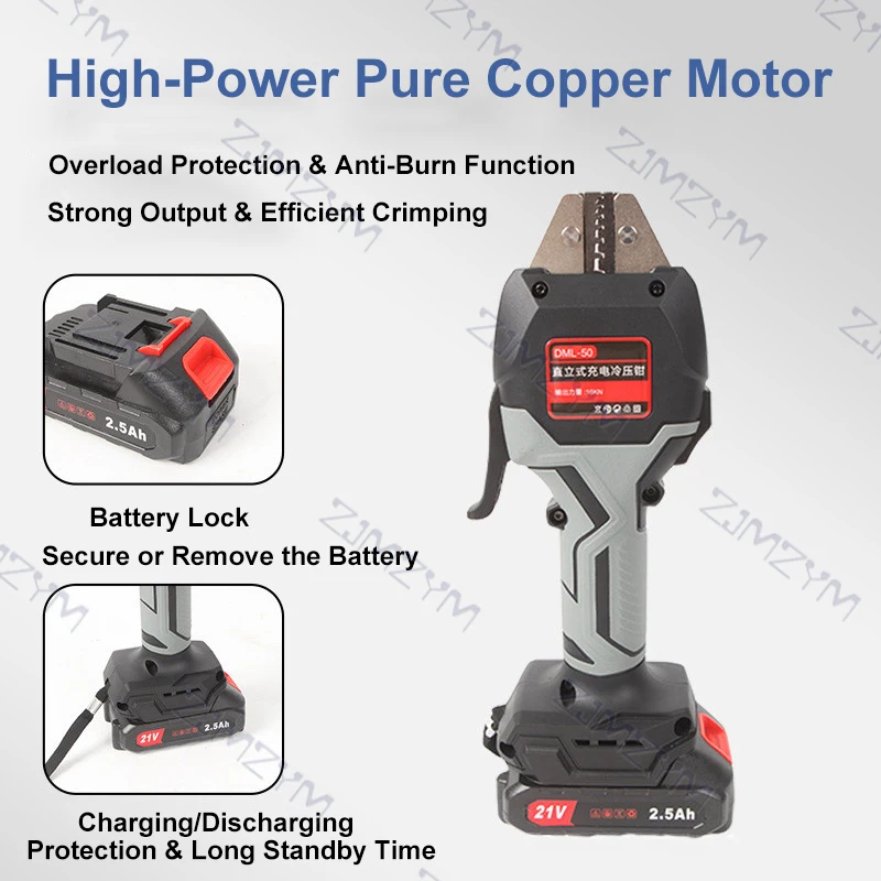 DML-50 Electric Hydraulic Pliers Cordless Hydraulic Wire Crimper Hand Held Terminal Crimping Power Tool