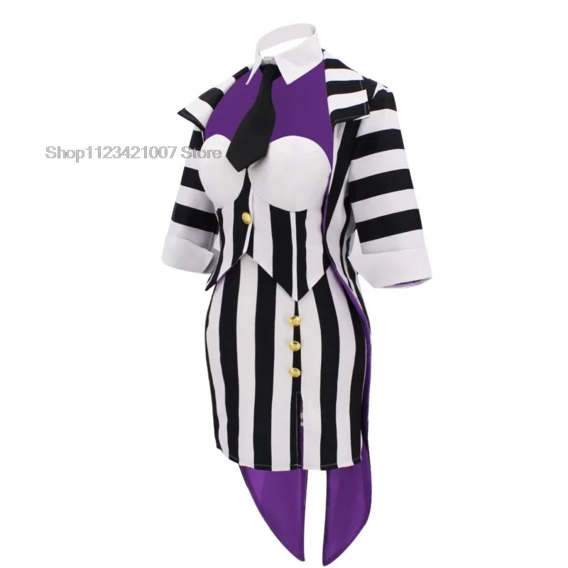 Disfraz de escarabajo Michael Keaton, vestido de uniforme a rayas blancas y negras, traje de boda para mujer, traje de Carnaval de Halloween