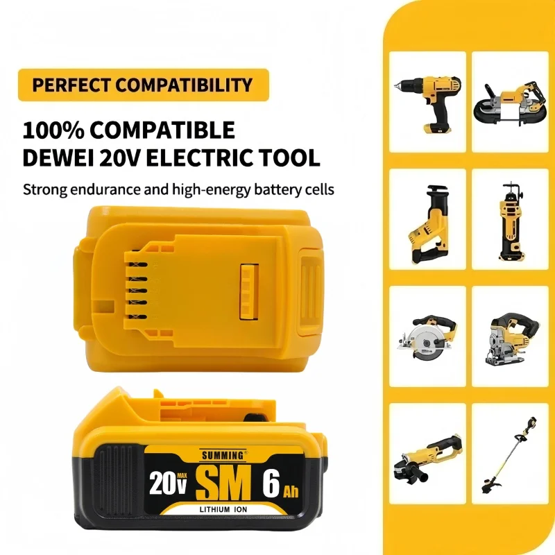 100% originální baterie 18V 5Ah 6Ah kompatibilní s elektrickým nářadím DeWalt DCF887 DCG405 DCD791 DCF922 20V lithiová baterie náhradní💎 - náhled 3