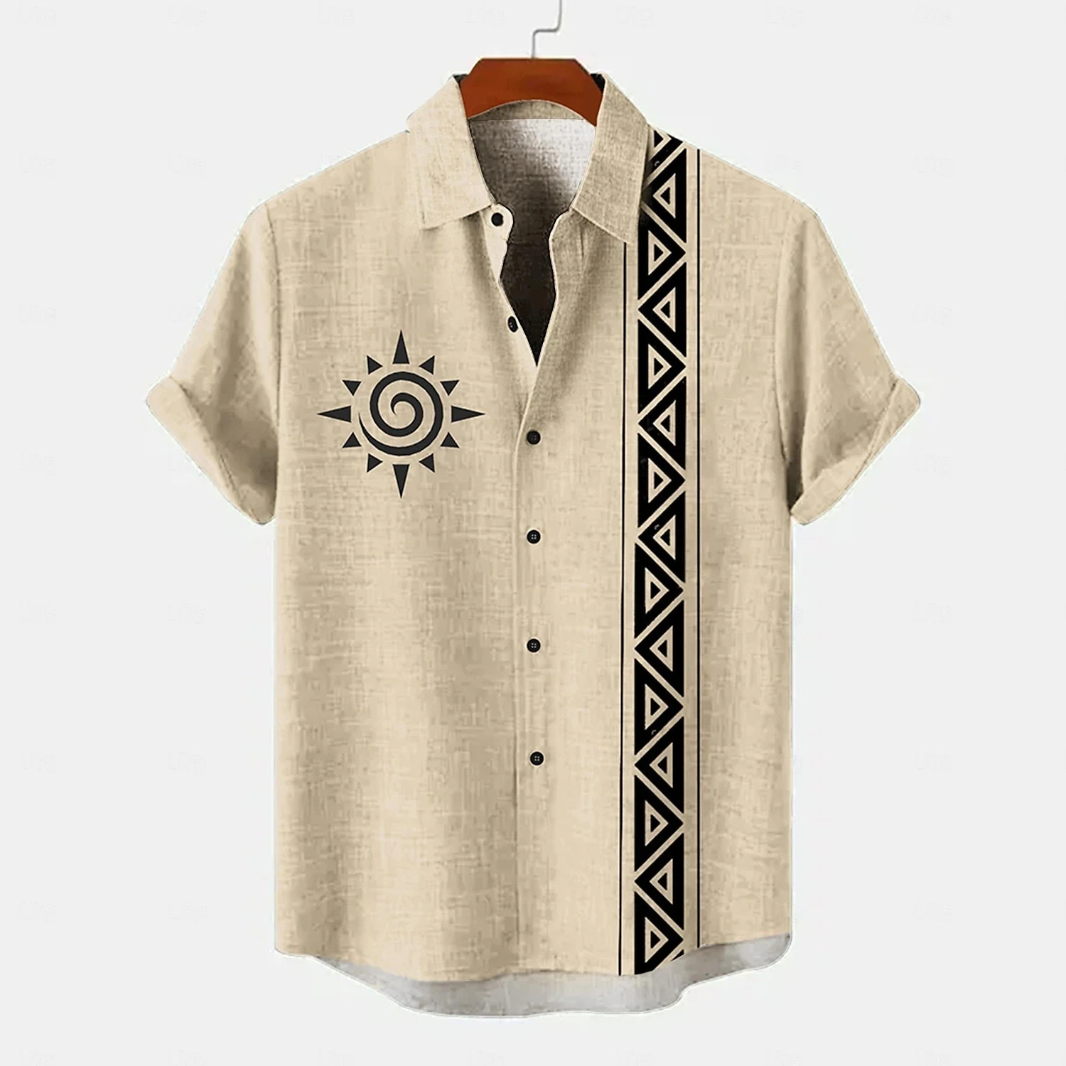 Camisa informal de lino para hombre, top de manga corta con patrón 3D, ropa Hawaiana de alta gama, versátil, social, 2024