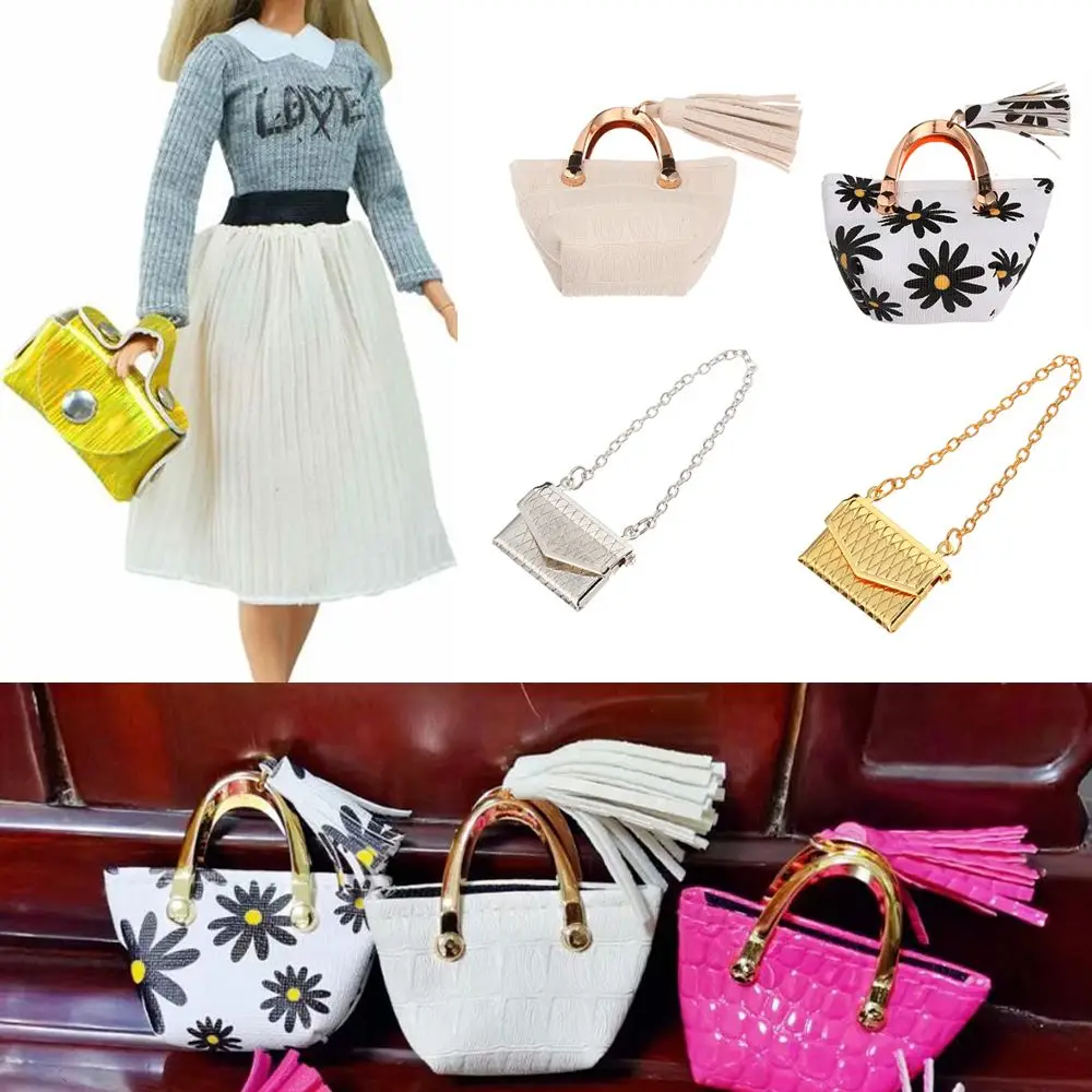 4 Styles Dollhouse Kids Toys Fashion Lady Leather Bag 1/6 Doll Accessories Dolls Handbag Purse