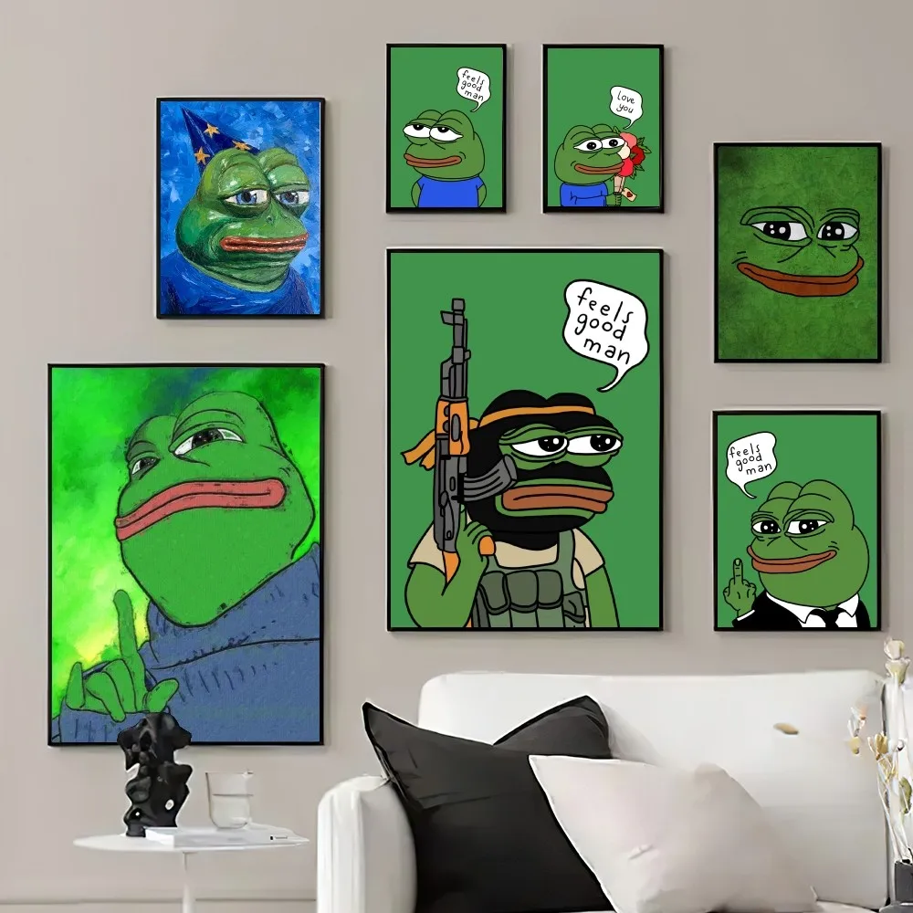 Cartoon P-Pepe the Frog funny  Poster Prints Wall Pictures Living Room Home Decoration