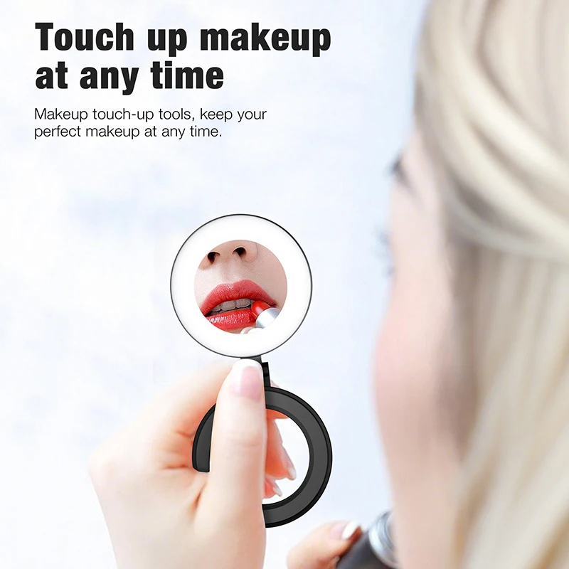 Espelho com luz para celular luz led móvel selfie luz led luz de gravação de vídeo portátil recarregável lâmpada led luz de preenchimento