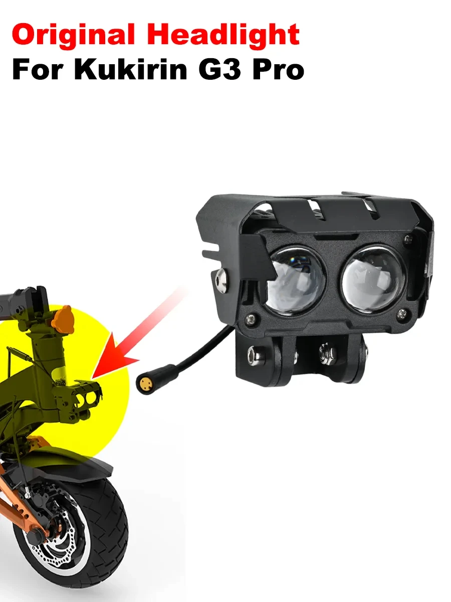 Oryginalna dwugłowicowa lampa LED do hulajnogi elektrycznej Kukirin G3 Pro, reflektor, części z obudową ze stopu aluminium. — 2