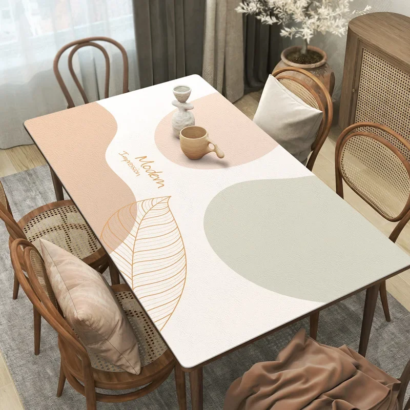 New Wabi Sabi Pu Leather Table Cloth Waterproof Oilproof Table Covers Placemats Luxury Rectangular Table Cover Pad Textile