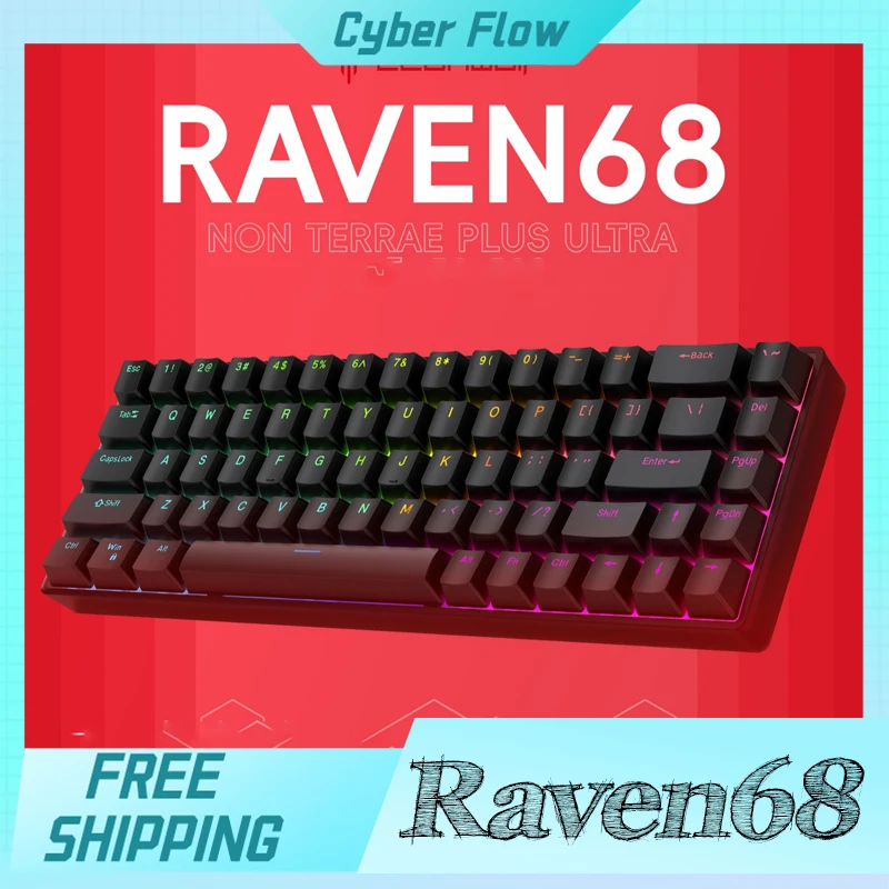 Teamwolf Raven68 Keyboard Customized Magnetic Switch Wired 68keys Mechanical Quick Trigger Hot Swap Rgb Fps Gaming Keyboard