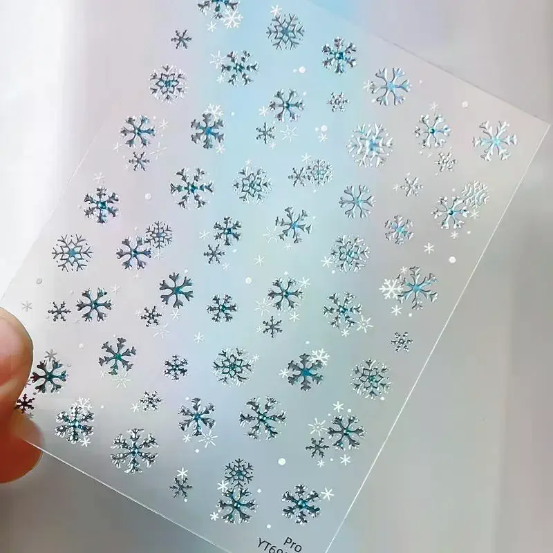크리스마스 눈송이 네일 아트 스티커 만화 겨울 곰 데칼 DIY 새해 액세서리 네일 아트 장식 매니큐어 용품
