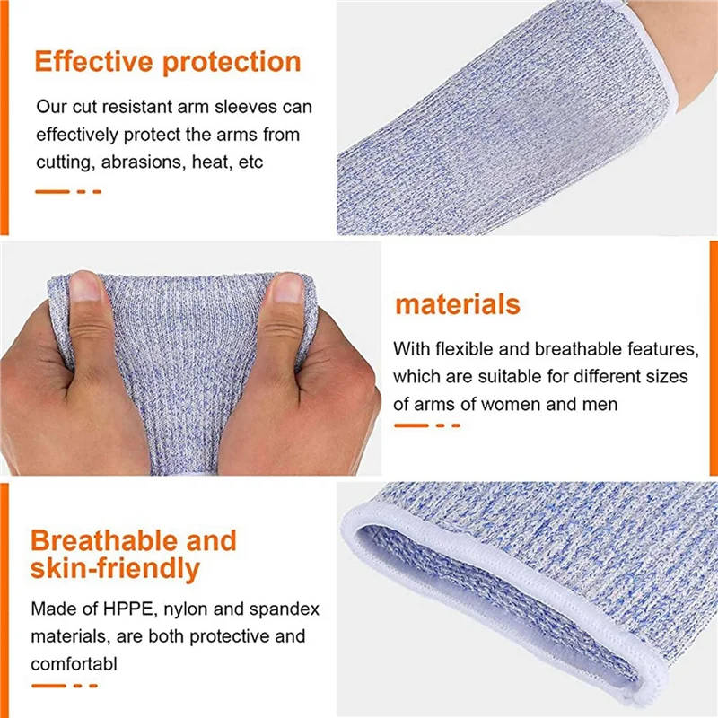 B63B-16 Pair Cut And Burn Resistant Sleeves Arm Protection Sleeves Forearm Protectors For Thin Skin And Bruising