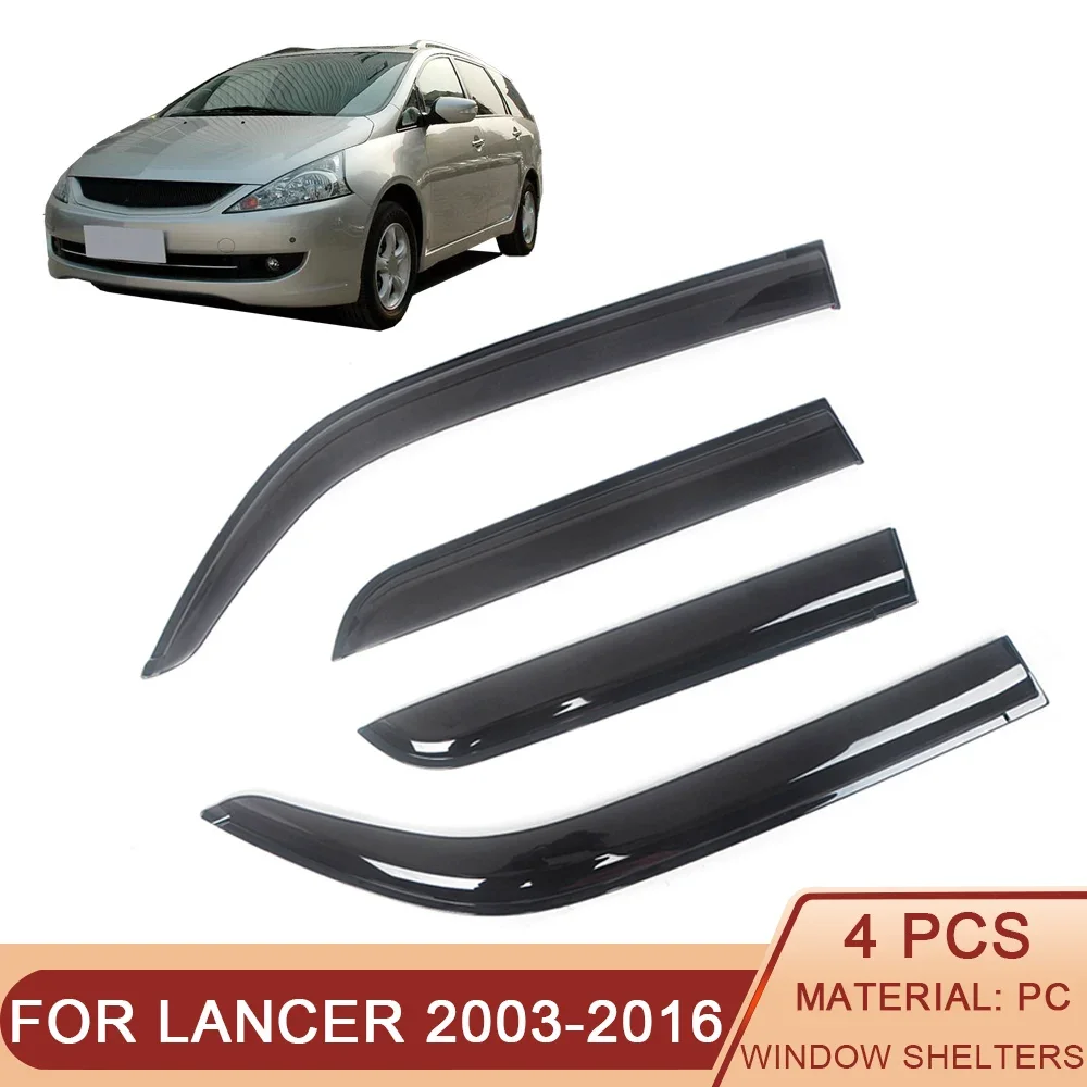 

For Mitsubishi Grandis 2004-2011 5Doors Black Tinted Car Side Window Visor Guard Vent Awnings Shelters Rain Guard Door Ventvisor