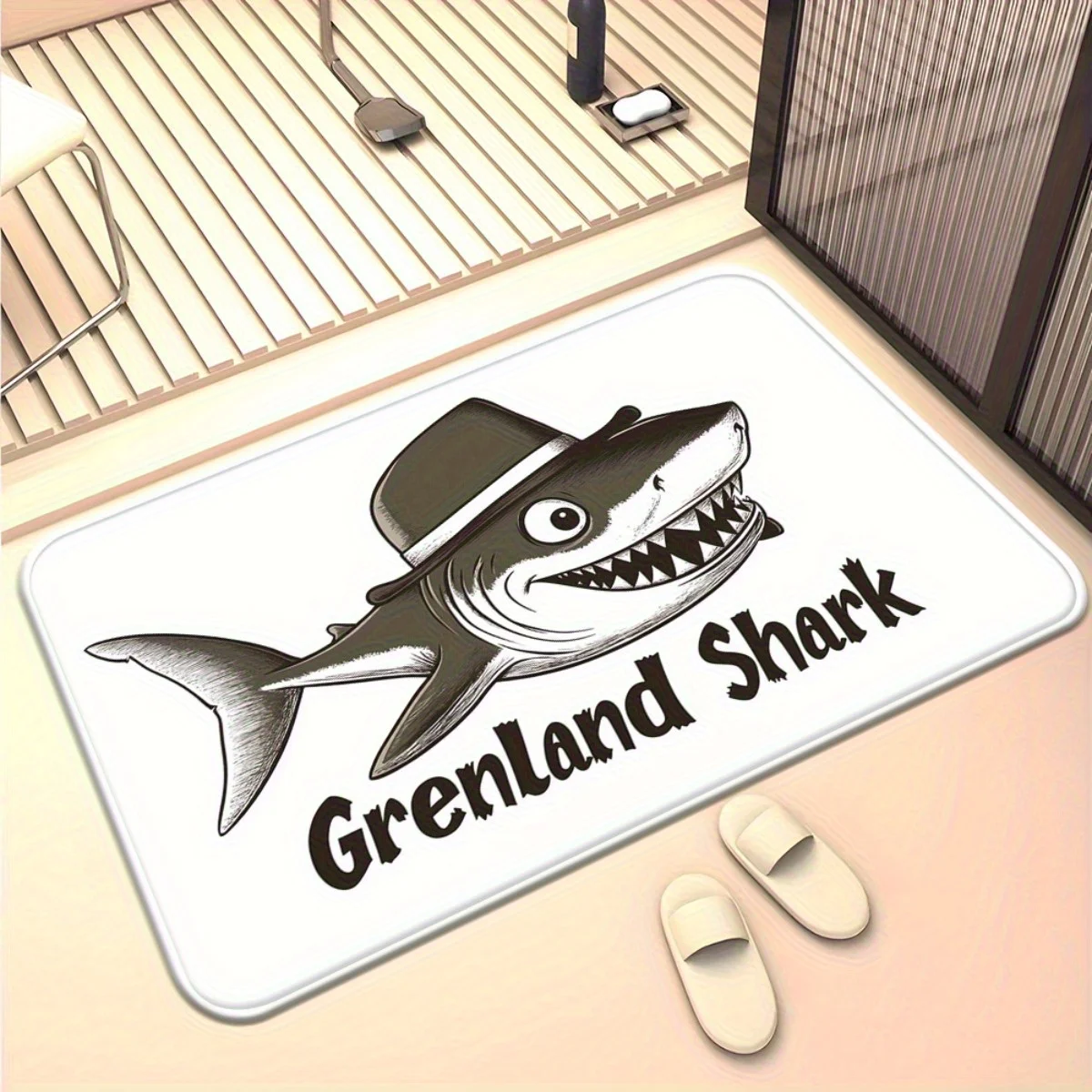 قطعة واحدة من ممسحة Greenland Shark الأنيقة مع تصميم قبعة فيدورا - ألياف مقاومة للانزلاق فائقة النعومة ماصة للماء وقابلة للغسل في الأماكن المغلقة