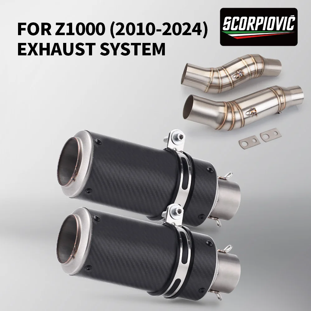 

FOR Z1000 (2010-2024) Motorcycle system exhaust double outlet front section tail section kit Slip On
