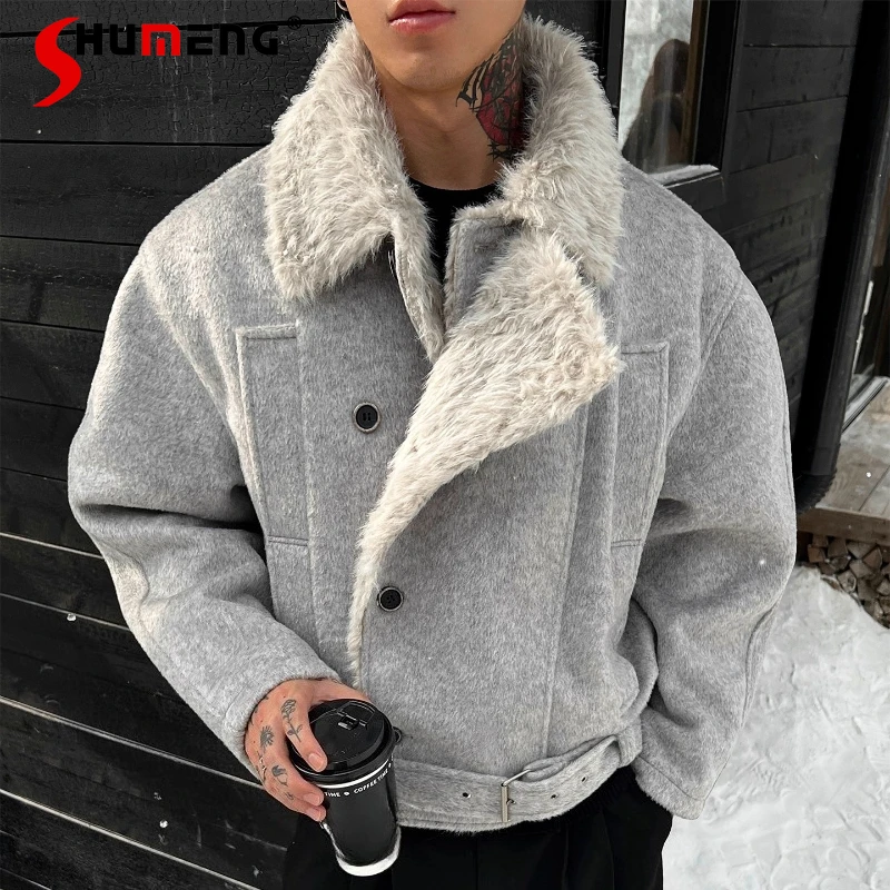 Men's Parkas 2025 Winter New Fleece Lined Thickened Long Sleeve Solid Color Coats Male Handsome Pocket Decoration Warm Parkas