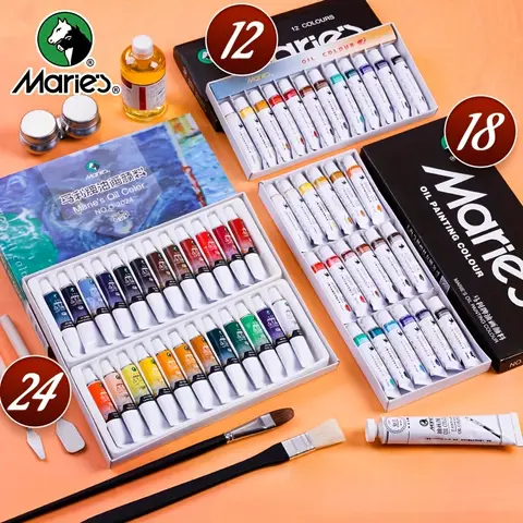 마리의 오일 페인트 세트, 24/18/12 유성 색상, 캔버스용 12ml/0.42oz 튜브, 드로잉, 예술가를 위한 DIY, 성인, 학생 선물 이상적