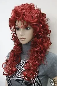 Mode lose Locken dunkelrote Farbe # Kunst haar Frauen 60 cm lange Perücke