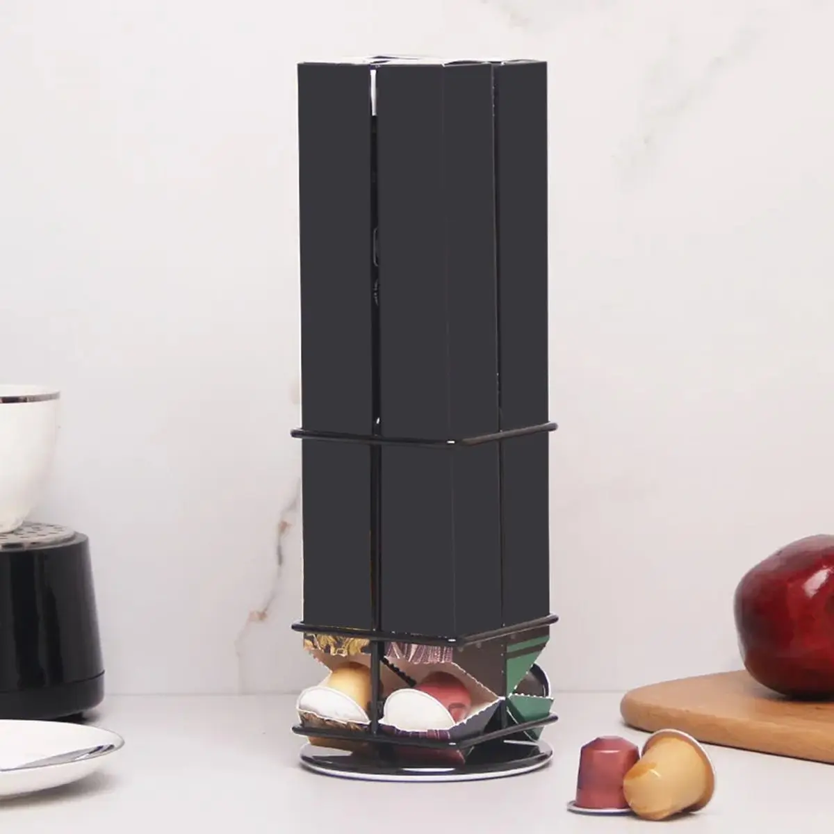 

Держатель для хранения кофе, 1 шт., съемная полка для капсул на 360° ° Вращающаяся бытовая форма для аксессуаров